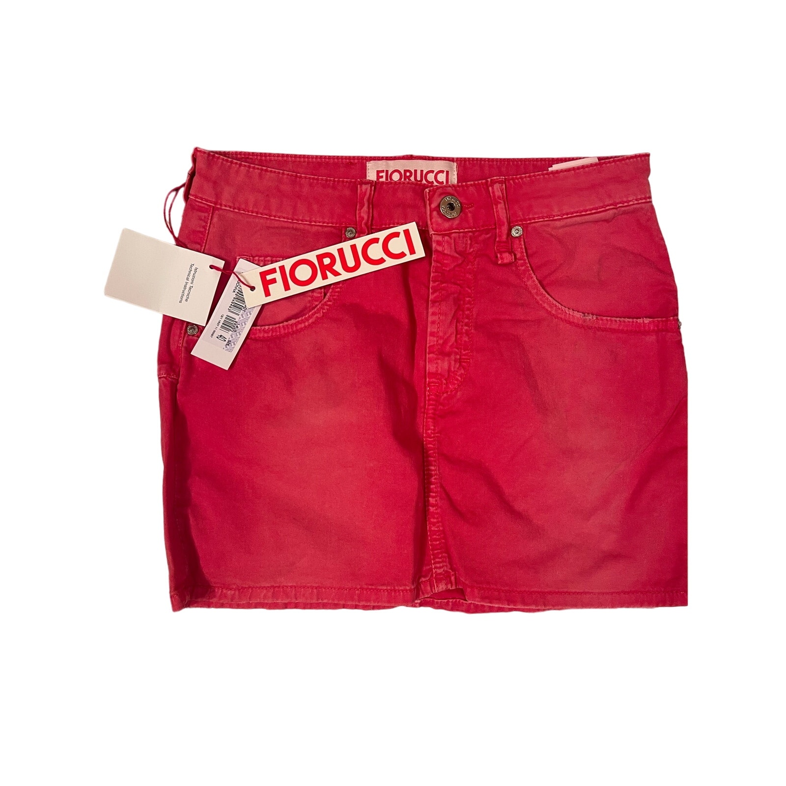 Fiorucci Red Denim Mini Skirt, Nwt, Size 40